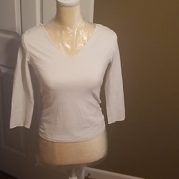 Banana Republic Tops - Banana republic stretche white half long sleeve M